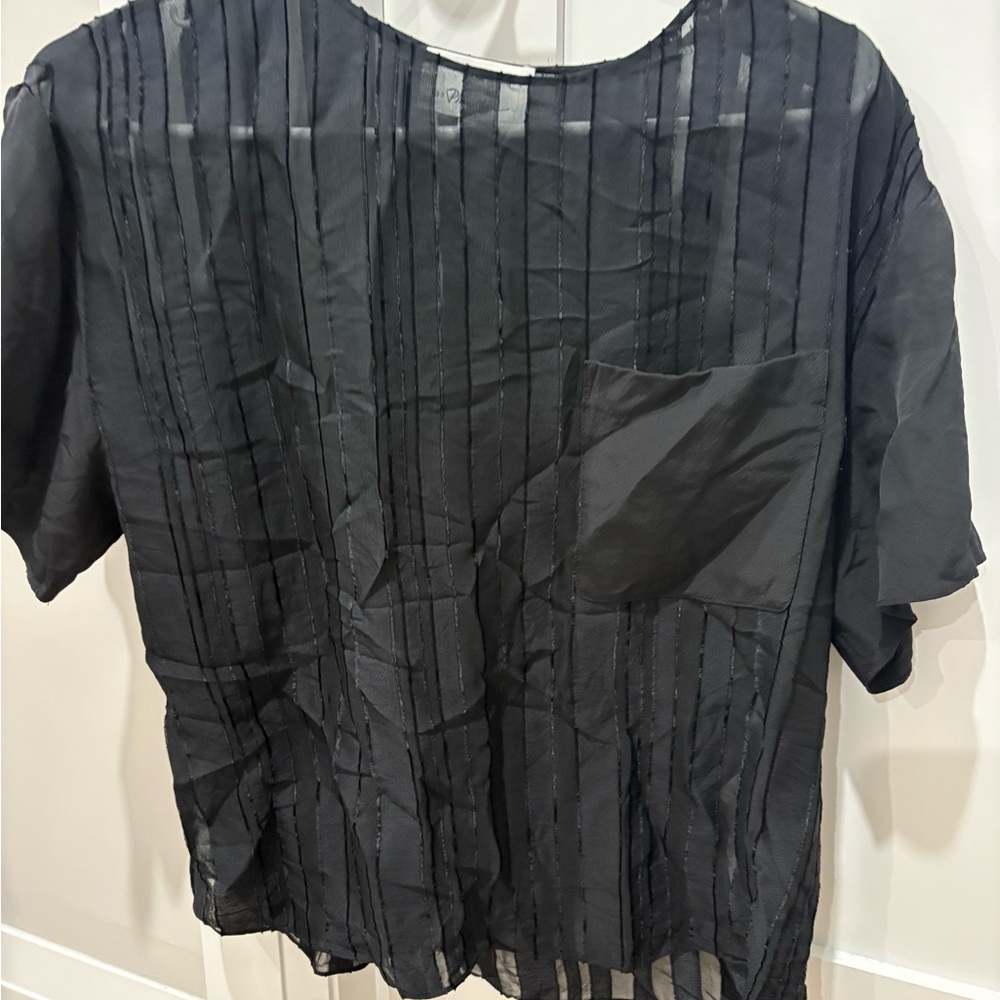 3.1 Phillip Lim Black Sheer Top with Stripes